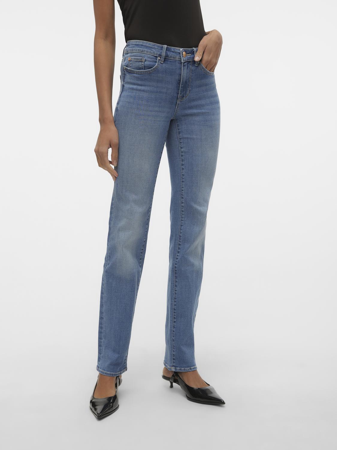 VMFLASH Straight Jeans - Medium Blue Denim